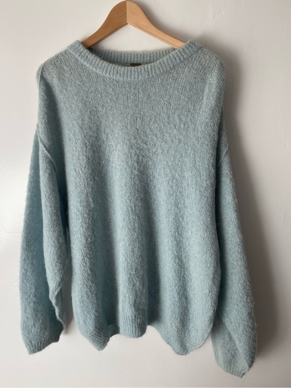 Free People Aqua Blue Crewneck Sweater Size XS Alpaca Wool Women’s Boho Cozy
